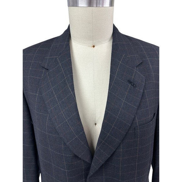 VTG Pringle of Scotland Mens Sport Coat Charcoal Windowpane Sport Jacket 38R - Picture 3 of 9